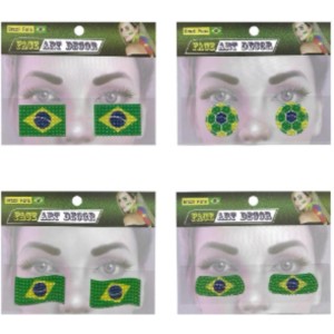 Copa Do Mundo Adesivo Facial C/mini Pedras(s