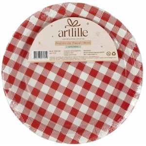 Festa Junina Prato De Papel Xadrez Az 18cm-127965-26620