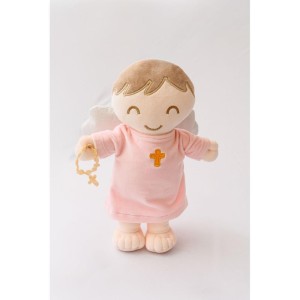 Boneca De Pelucia Anjinho Da Guarda Rosa 32cm