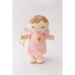 Boneca De Pelucia Anjinho Da Guarda Rosa 32cm