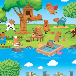 Papel Presente Bobina Couche 60cm. Mod.113 Mundo Capivaras-125486-93310