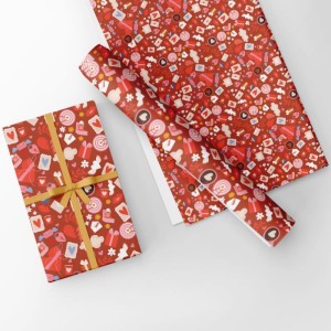 Papel Presente Bobina Couche 60cm. Mod.234 Coracoes/cartas-125490-94822