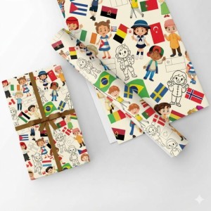 Papel Presente Bobina Couche 60cm. Mod.111 Criancas Bandeir-125491-23231