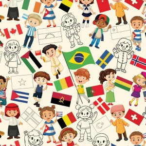 Papel Presente Bobina Couche 60cm. Mod.111 Criancas Bandeir-125491-62581