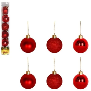 Bola Tb Lisa 5cm 6pcs Vermelha Cx:036