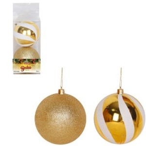 Bola Tb Circus 10cm 2pcs Dourado Cx:024