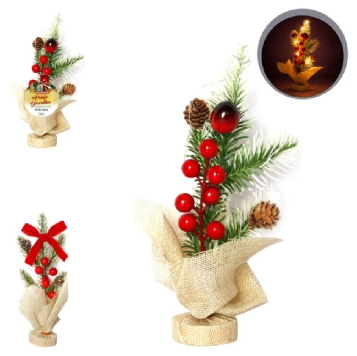 Arranjo Decorativo Natalina 5led 25cm Cx:048