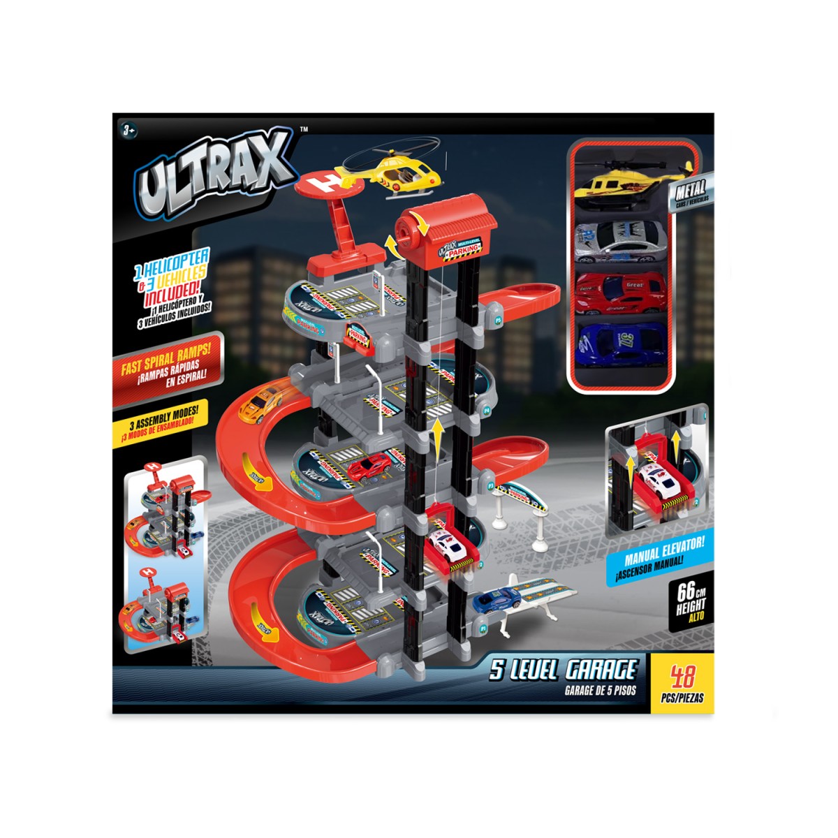 Ultrax – Garagem 5 Níveis Com Veículos (48 Peças)
