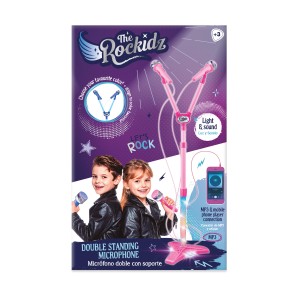 The Rockidz– Microfone Duplo Com Pedestal Azul