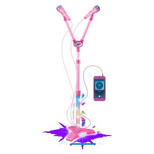 The Rockidz– Microfone Duplo Com Pedestal Rosa