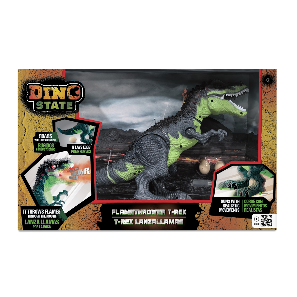 Dino State – T-rex Lança Fumaça, Bota Ovos E Anda
