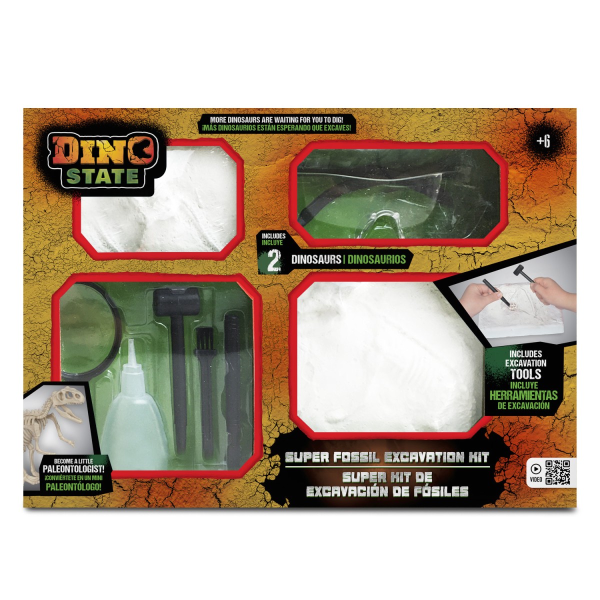 Dino State – Dino Fossil Kit 7 Pçs De Escavação 2.0 Com 9 Peças