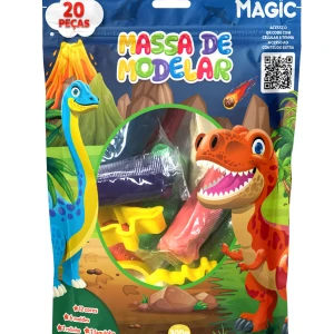 Massa De Modelar 300g Com 12 Cores, 6 Moldes E 2 Acessórios - Dinos