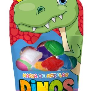 Massa De Modelar 120g Com 12 Cores E 2 Moldes - Dinos