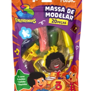 Massa De Modelar 300g Com 12 Cores, 6 Moldes, 1 Rolo E 1 Pega-corte - 3 Palavrinhas