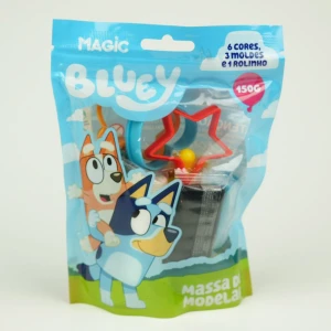 Massa De Modelar 150g Com 6 Cores, 3 Moldes E 1 Rolo  Bluey