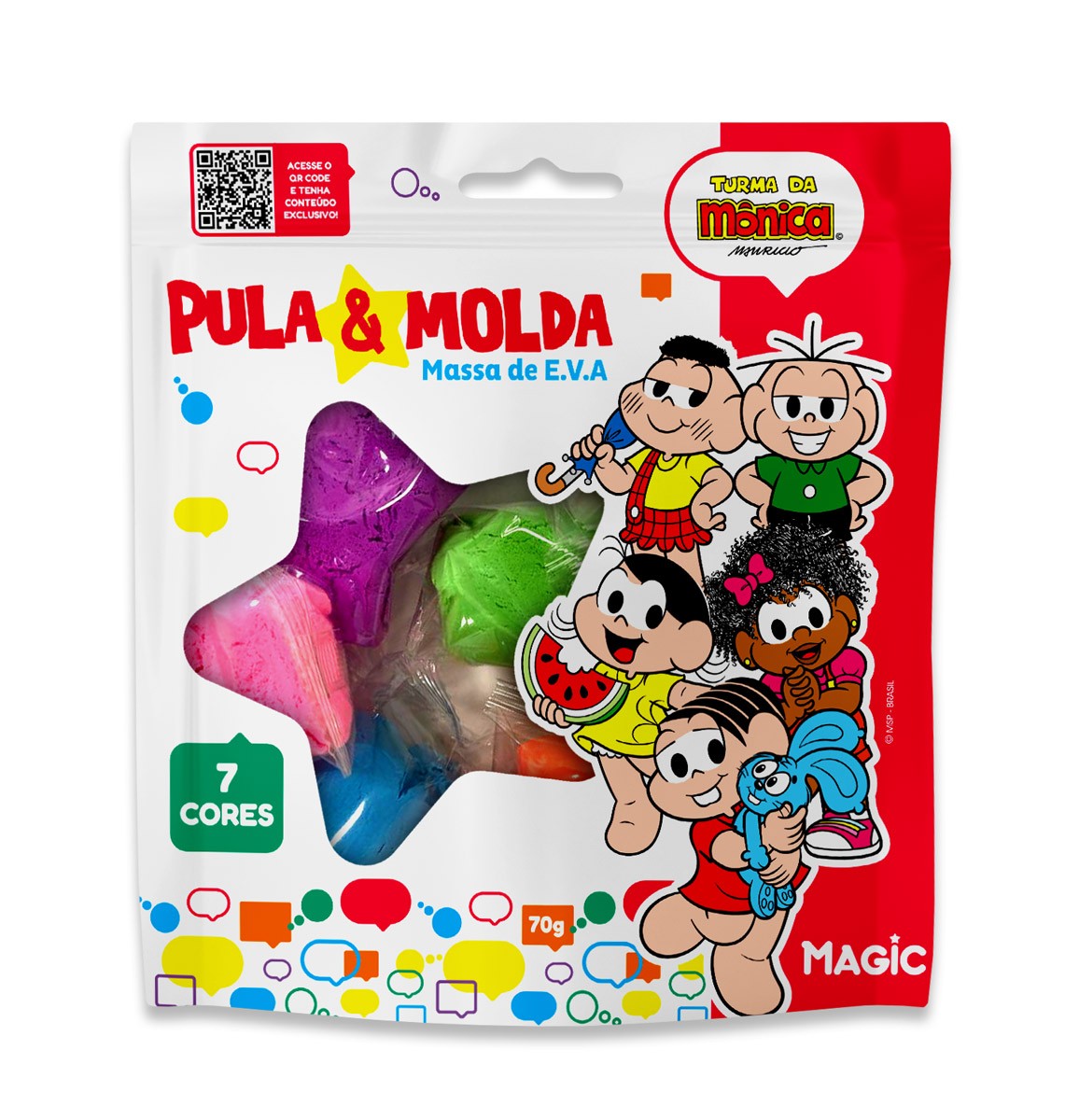Massa De Modela Eva Pula E Molda 70g  - Turma Da Mônica