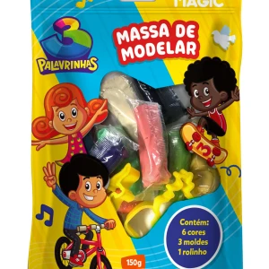 Massa De Modelar 6 Cores 3 Moldes 1 Rolinho - 3 Palavrinhas - 150 G