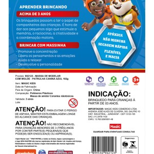 Massa De Modelar 6 Cores 4 Moldes 1 Faquinha Patrulha Canina - Azul-7899550902123-69928