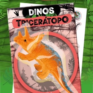 Dinos Tricerátopo Com Brinquedo E Adesivos