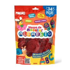 Massa De Modelar 300g Com 26 Cores, 6 Moldes E 2 Acessórios - Alfabeto