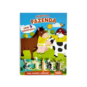 Animais Da Fazenda - Colorir E Brincar Com 5 Miniaturas