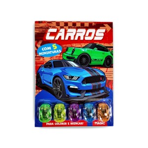 Carros - Colorir E Brincar Com 5 Miniaturas