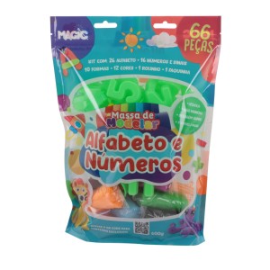 Massa De Modelar 66 Peças - Alfabeto, Sinais E Números - 600g
