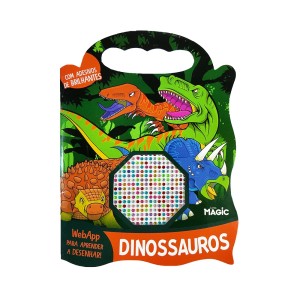Dinossauros Com Desenhos Para Colorir E Adesivos Brilhantes
