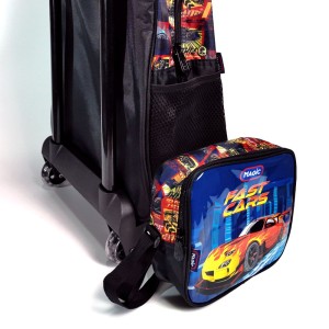Mochila De Rodinhas Com Estojo E Lancheira - Fast Cars-7908312123185-60184