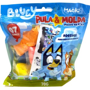 Massa De Modelar Eva Pula E Molda 70g Com Adesivos - Bluey