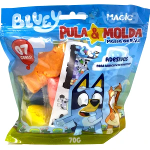 Massa De Modelar Eva Pula E Molda 70g Com Adesivos - Bluey
