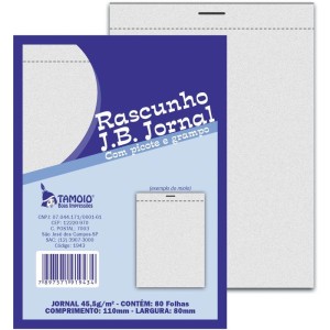 Bloco Para Rascunho Jornal 80fls 80x110mm C/picote
