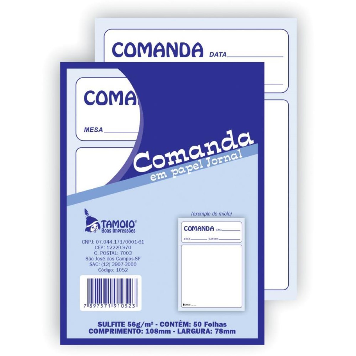 Impresso Talao Comanda Jornal 50f.80mmx110mm