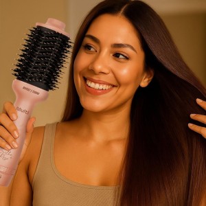 Escova De Cabelo Alisadora Secadora Brilho Rose 1300w Biv-128215-90407