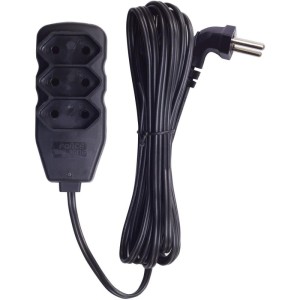 Extensao Eletrica Tripolar 3 Tomadas Plug 90° 3m Pt