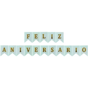 Faixa Decorativa Feliz Aniversario Azul C/cordao