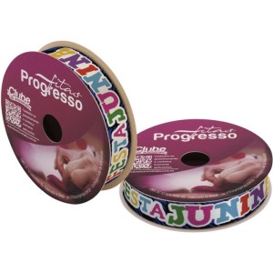 Festa Junina Fita Cetim 15mmx10m. Frases Az-129466-49475