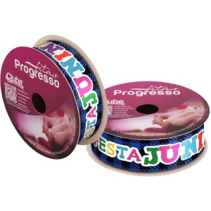 Festa Junina Fita Cetim 22mmx10m. Frases Az