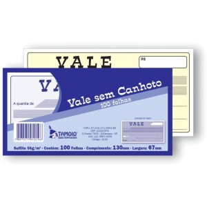 Impresso Recibo Vale Sem Canhoto 100fls