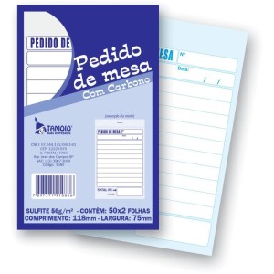 Impresso Talao De Pedido Mesa 2 Vias 50 Folhas Carbono