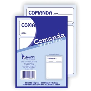 Impresso Talao Comanda Jornal 50f.80mmx110mm
