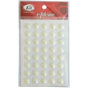 Pedraria 1/2 Perola 8mm Adesiva Creme