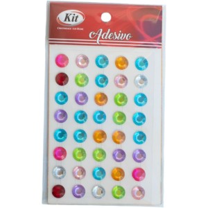 Pedraria Strass 8mm Adesivo Multicolor