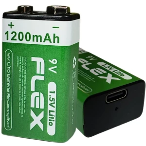 Pilha Bateria 9v Recarregavel Bateria 1200mah Usb-c