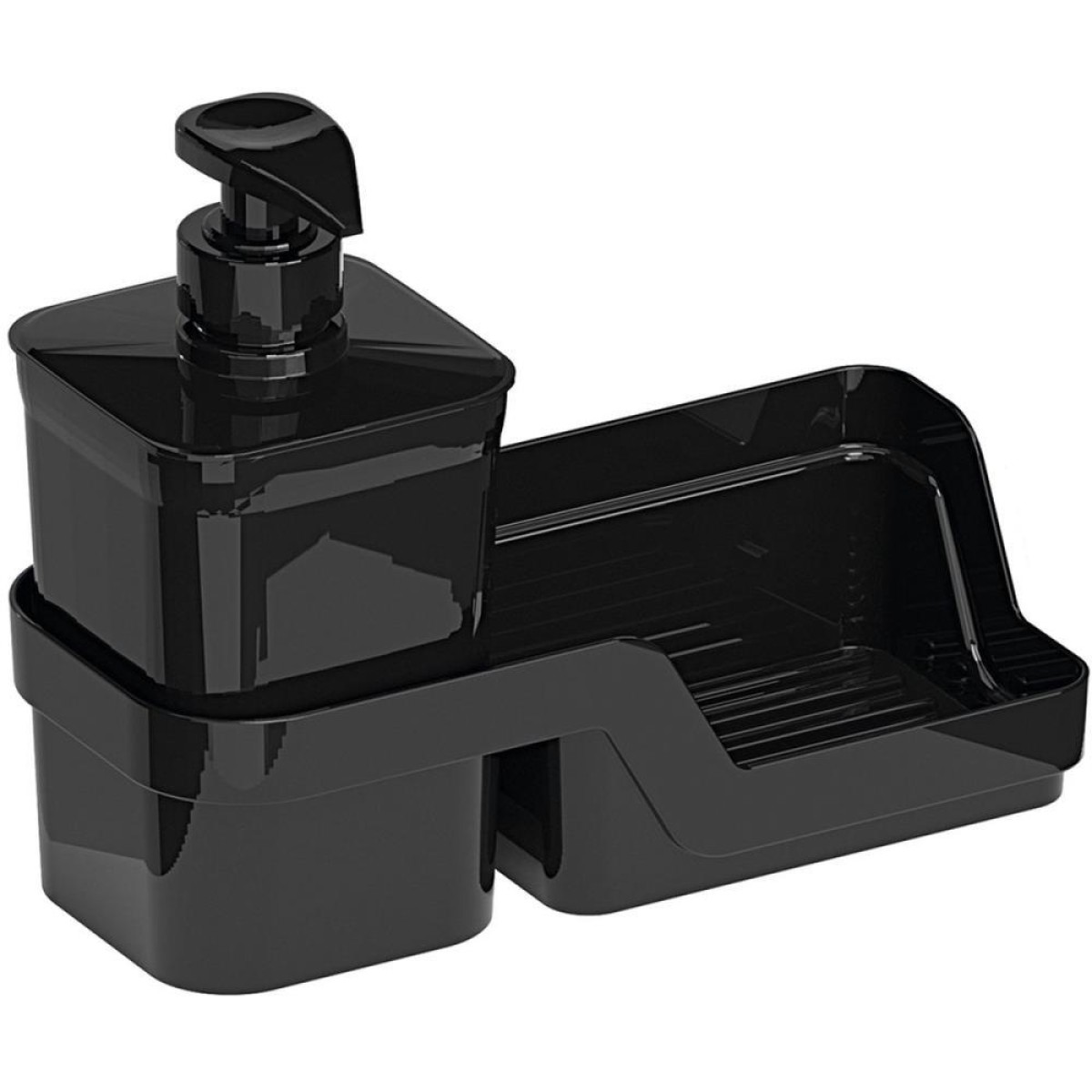 Porta Detergente Flat Com 2 Pecas 500ml Preto