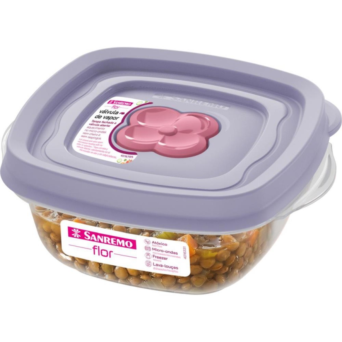 Pote Plastico Quadrado Flor 280ml