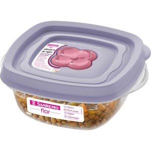 Pote Plastico Quadrado Flor 280ml