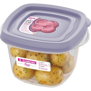 Pote Plastico Quadrado Flor 450ml