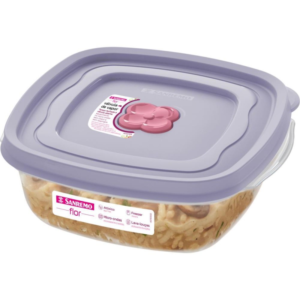 Pote Plastico Quadrado Flor 920ml